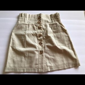 Linen button up mini skirt